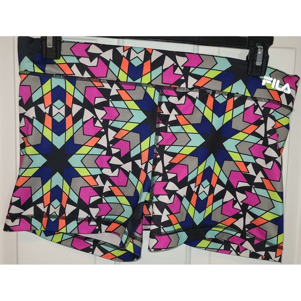 Fila Shorts WOMENS Lg Sport Running Short Colorful geometric compression Spandex